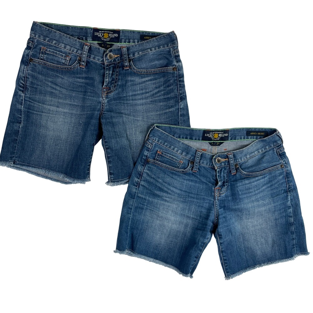 Lucky Brand Abbey Denim Shorts Womens Size 0/25 Distressed Frayed Hem 28W